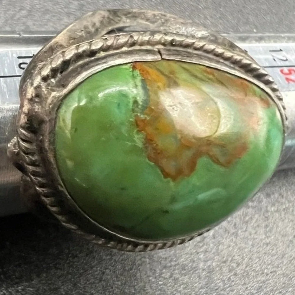 Vintage Sterling Silver Turquoise Ring Southwestern Sz 7.5 13g‎ READ